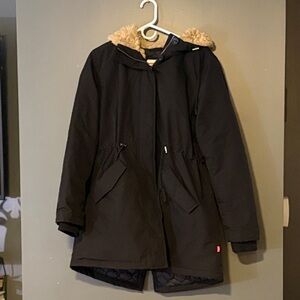 Levi's Black Jacket with Tan Faux Fur Trim